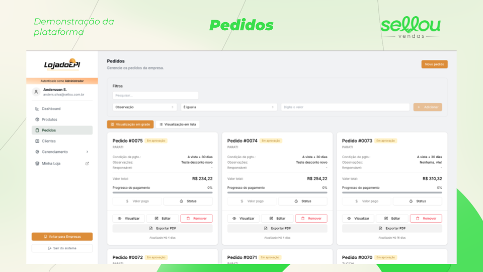 Demonstração - Pedidos